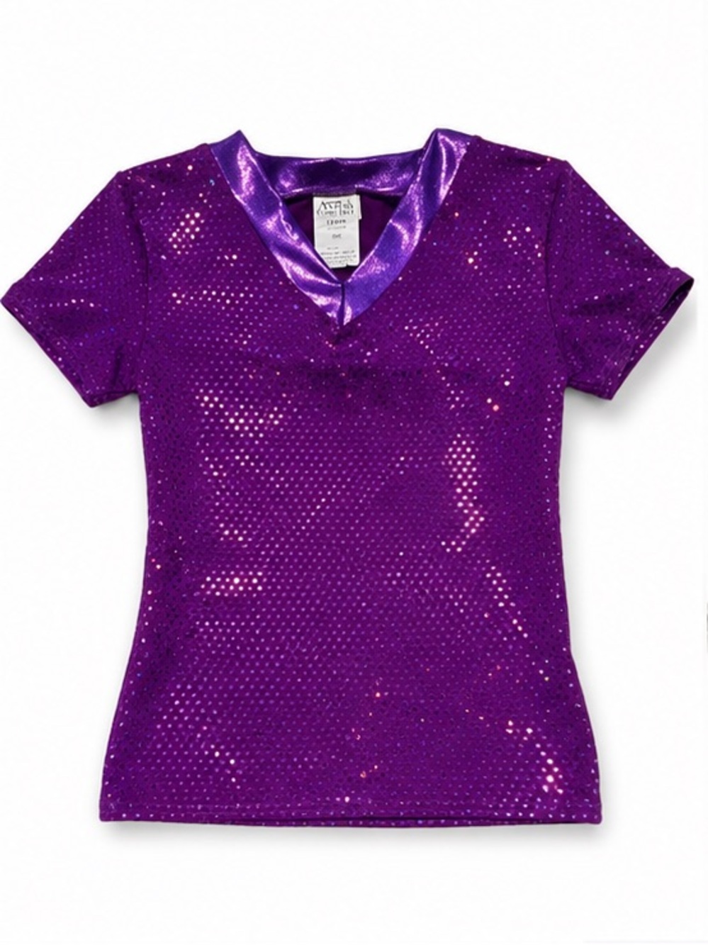 Girls Purple Metallic Dance Costume Top | Gymnastics Cheer Skate Child Medium